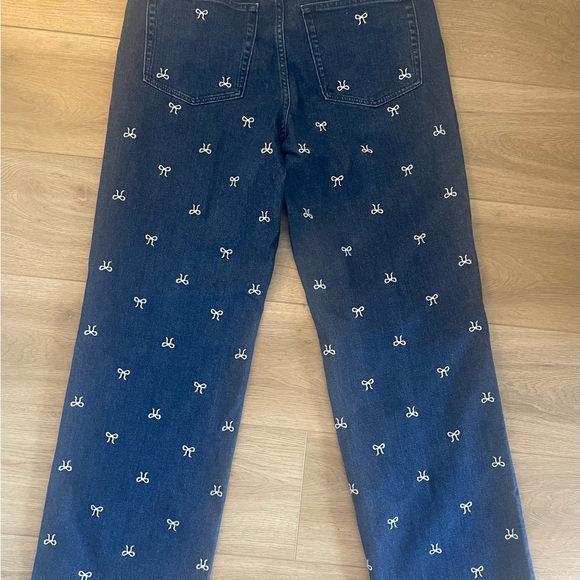 Jcrew Factory Bow-embroidered slim wide-leg jean in all-day stretch - Picture 3 of 6